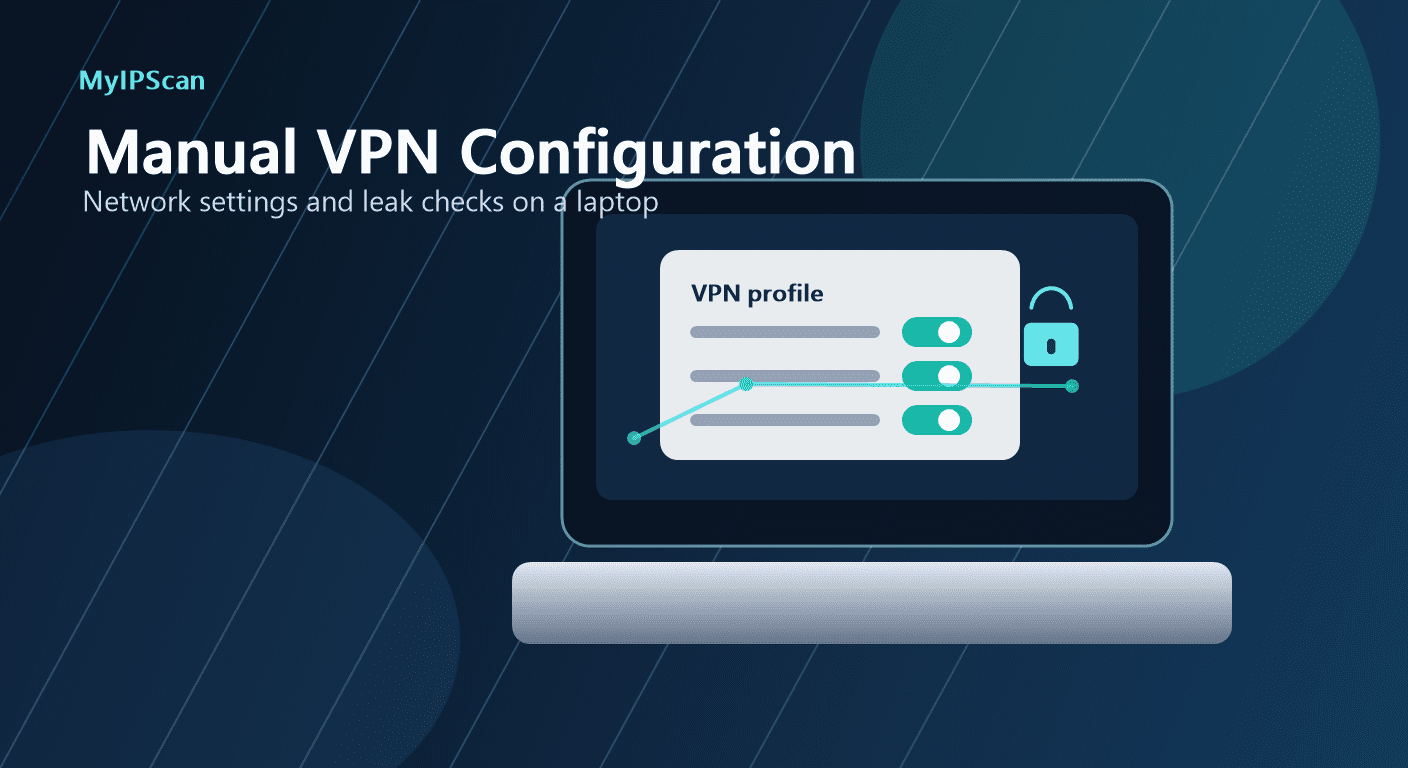 Manual VPN configuration concept on a Mac-style laptop