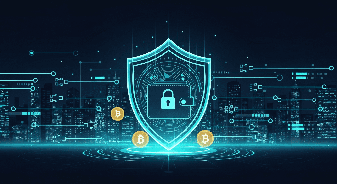 VPN for crypto accounts - crypto account security concept with VPN privacy protection on a laptop